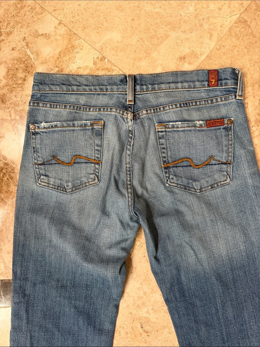 7 For All Mankind Women's Medium Blue Flare Jeans - Picture 6 of 9